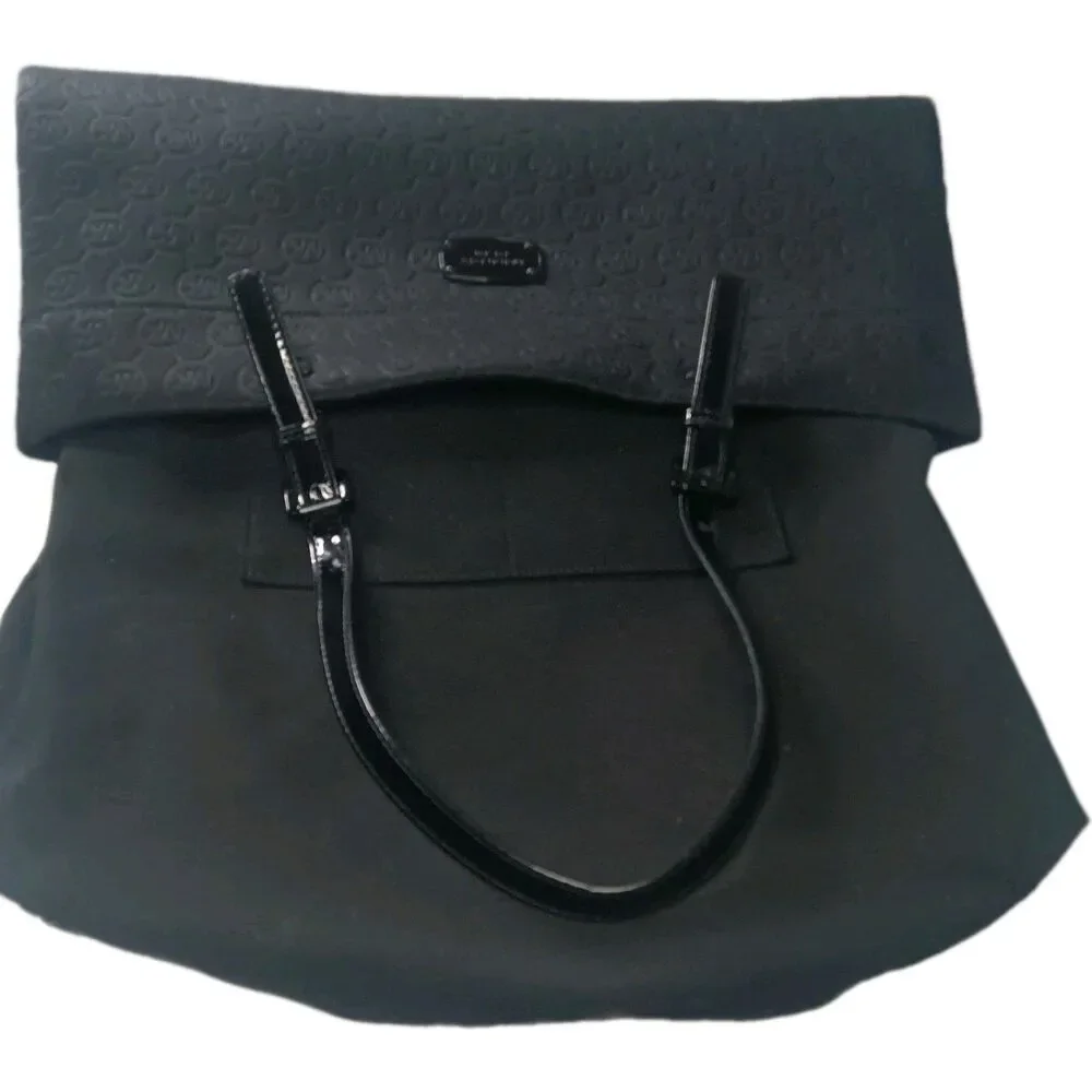 Michael Kors Jet Set Embossed Neoprene Logo Tote Black Handbag